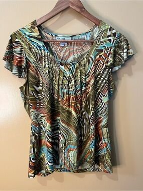 Lana Lee | M | Multicolor Printed Flutter Sleeve Women's Top | PTP 18”